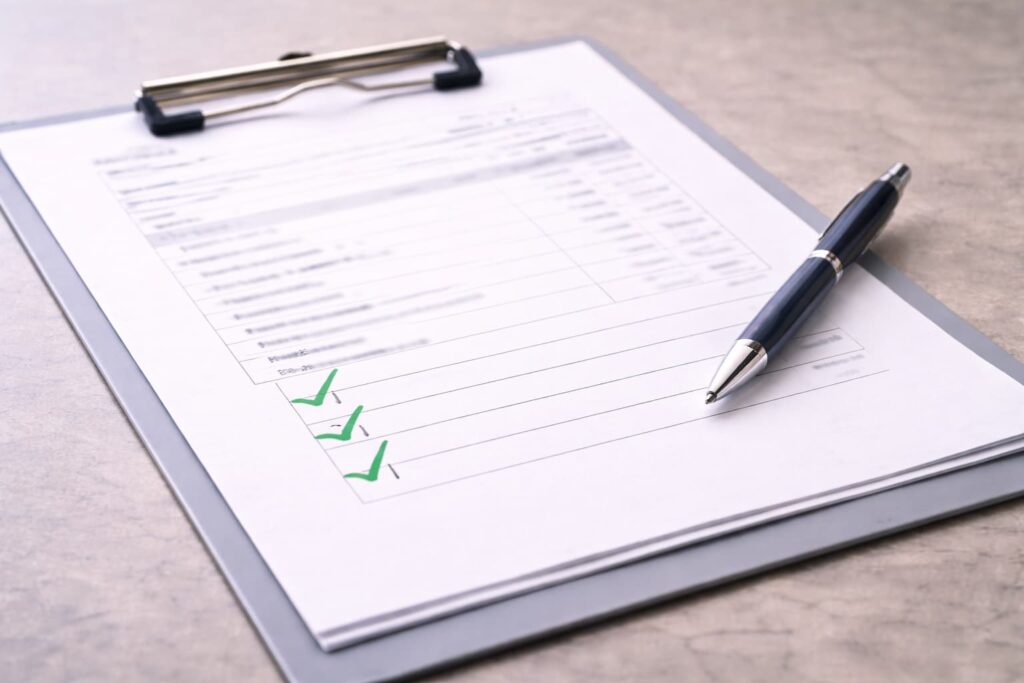 RSU売却申告の最終確認を象徴する書類
