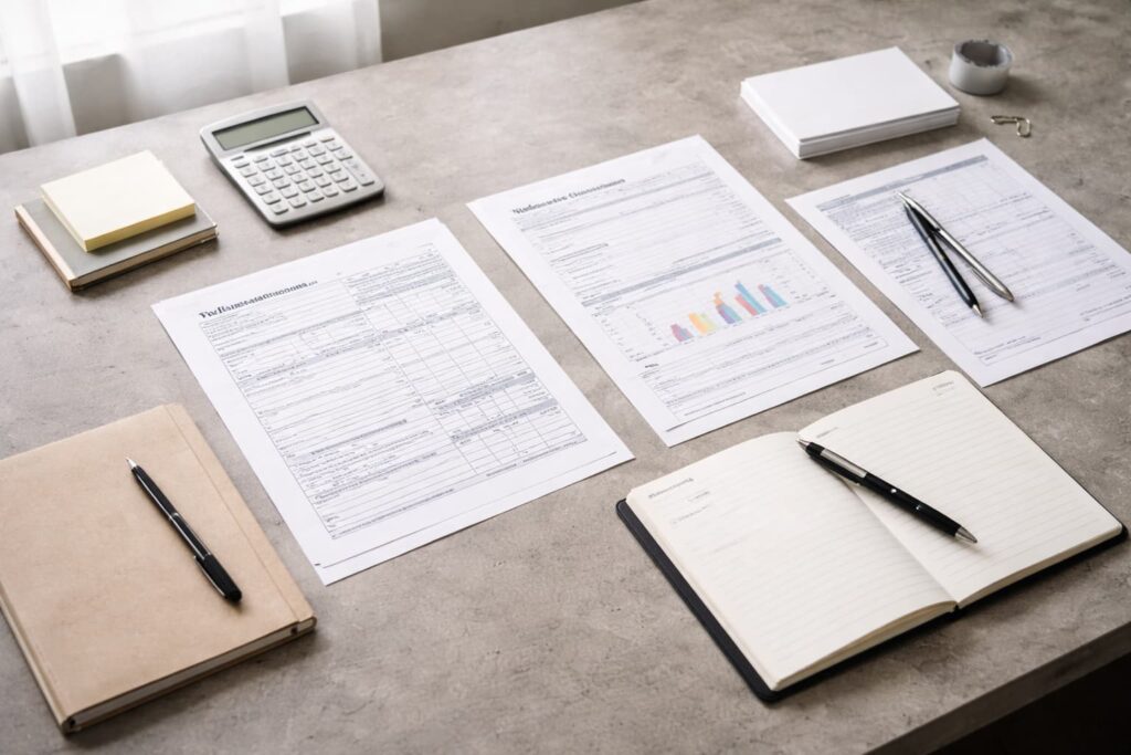 RSU申告に必要な源泉徴収票とRelease Confirmationを机に並べた様子
