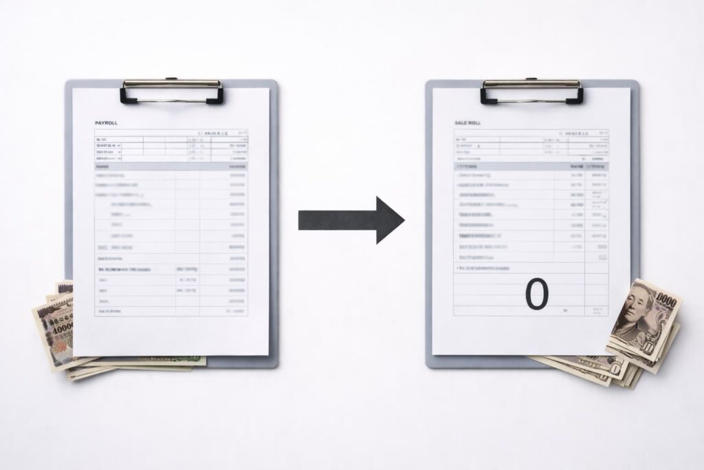 RSUのVest時課税と売却時課税の二段構造を示す構図
